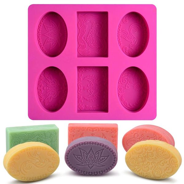 

cavity handmade soap making craft for home bathroom forms rectangle oval silicone mold flower tools