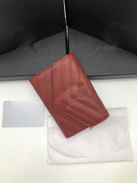 

monabag luxurys designers wallet quilted womens original brand ladies fashion black gold caviar genuine leather card holder size13.5cm 5colo, Red;black