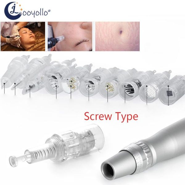 

tattoo needles 10pcs screw port derma dr pen cartridge nano microneedle mts beauty skin care makeup microblading round needle tip head