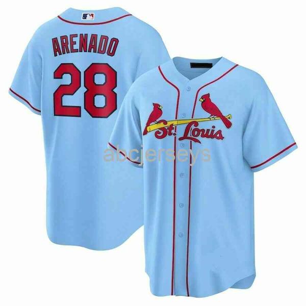 Nolan Arenado # 28 Maglia da baseball azzurra XS-6XL