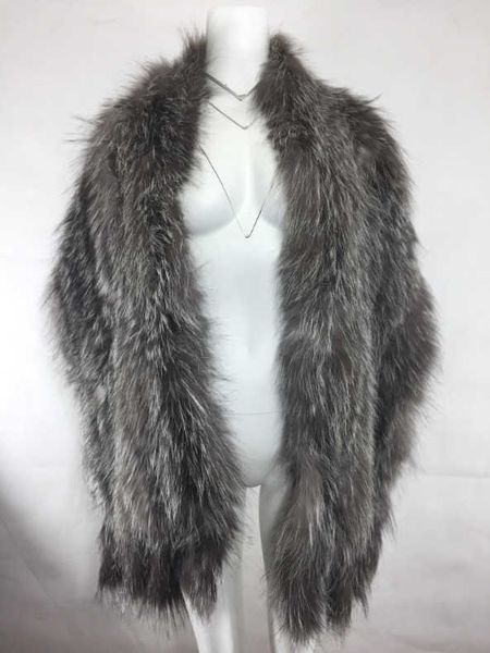 

silver fox fur shawl collar crochet shawl scarf handmade fox fur collar wrap neckwarmer bridal shawls and wraps party wedding h0923