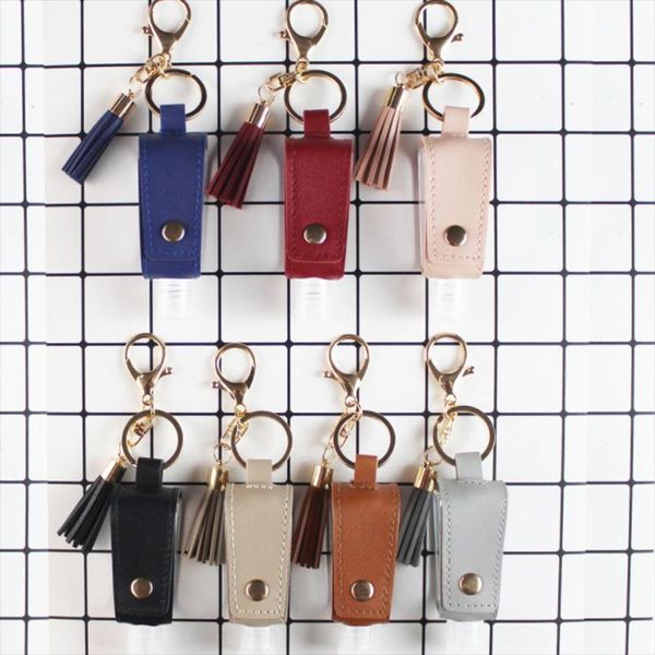 

liquid soap dispenser 30ml mini hands portable hydroalcoholic gel bottle keychain hand sanitizer case leather health