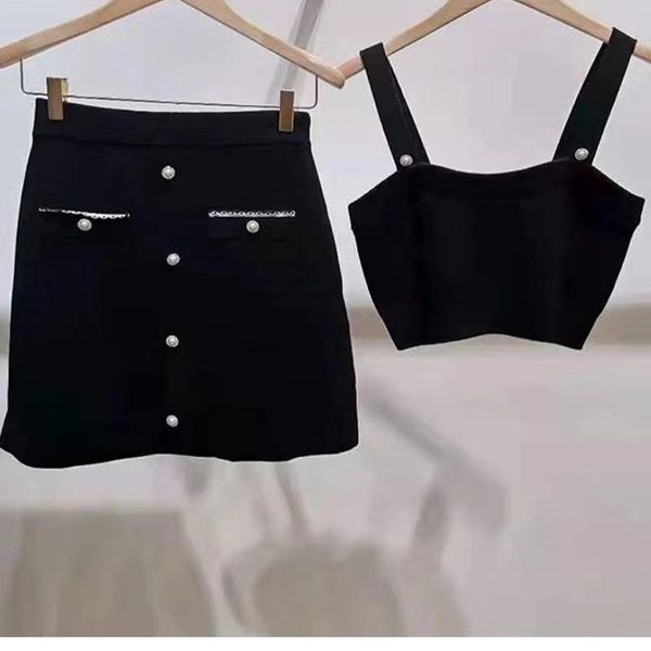 

women's tanks & camis women 2021 early autumn black sling short knit suit, White