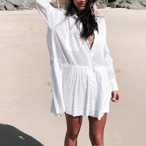 

women's swimwear up dresses kaftan sarong tunic cover beach bathing suit swim cotton white solid women summer robe longue femme, White;black