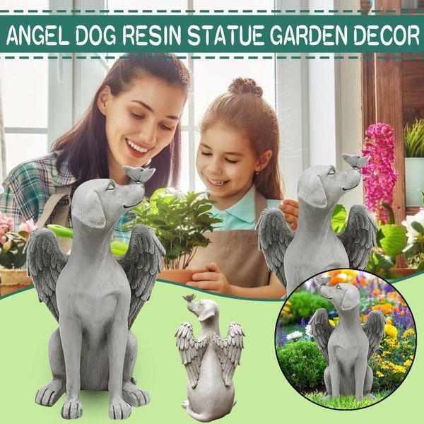 

angel dog statue creative resin pet tombstone memorial stone outdoor garden animal decoration #40 decorations
