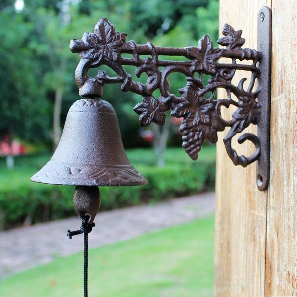

grape vine cast iron wall mounted hand cranking bell europeam vintage handmade home garden decor rustic welcome door decorative objects & fi