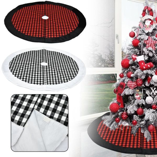 

christmas decorations 120cm plaid tree decor skirt flannel for xmas floor mat