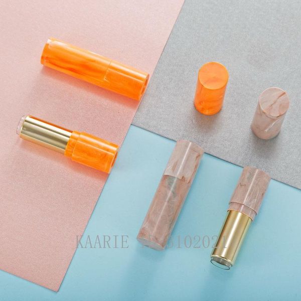 

10/30/50pcs irregular marble orange round empty portable lipstick tube 12.1mm lip bottle shell packaging cosmetics storage bottles & ja jars