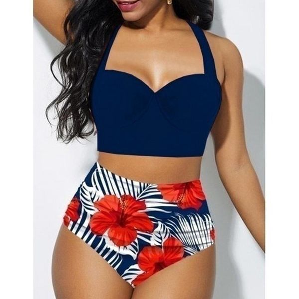 

women's swimwear 2021 plus size bikini women high waist swimsuit push up set female bathing suit beachwear 5xl, White;black