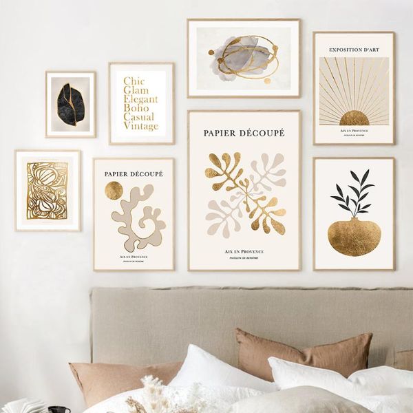 

paintings abstract golden coral flowers color block wall art canvas painting nordic posters and prints pictures for living room home decor