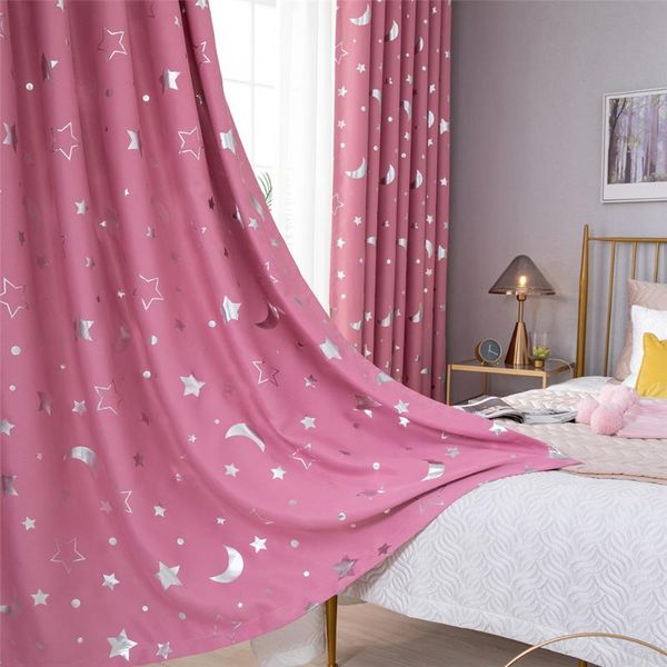 

curtain & drapes pink printed star blackout curtains for children bedroom living room window kids boy girl fabric