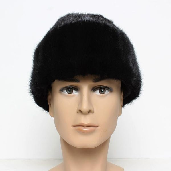 

wide brim hats winter men's real president dad outdoor warm head patchwork bonnet natural genuine, Blue;gray