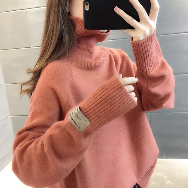 

women's sweaters tigena grosso woman turtleneck solid casual autumn loose mesh pullovers long sleeve jumper kltk, White;black