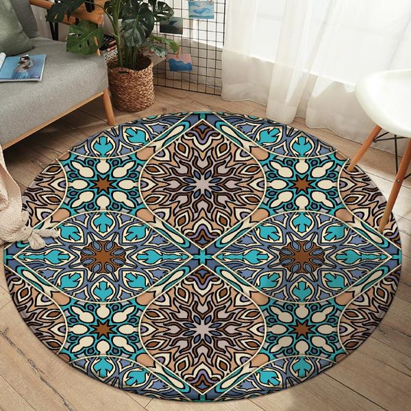 

carpets 2021 good quqlity mandala style pattern carpet non-slip bath mat soft fluffy flannel living room bedroom decorative