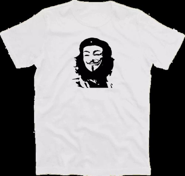 

che guevara wiht guy fawkes mask anonymous vendetta t-shirt s-xxxl, White;black