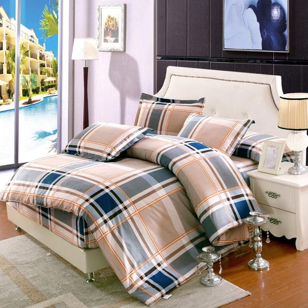 

bedding sets gray striped and plaid simple modern style bed sheet  king full twin size cotton duvet cover fitted