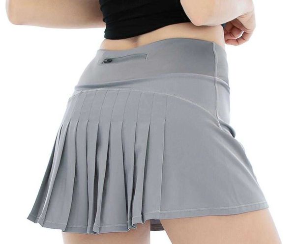 Плиссированная спортивная юбка для занятий йогой L-02, студенческая теннисная юбка для фитнеса, платье, быстросохнущая двухслойная анти-экспозиционная сексуальная женская юбка для спортзалаskj84