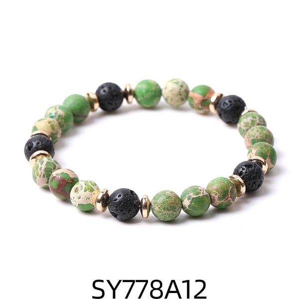 

8mm matte green imperial stone beads hematite lava stone strand bracelets for women men yoga buddha energy jewelry, Black