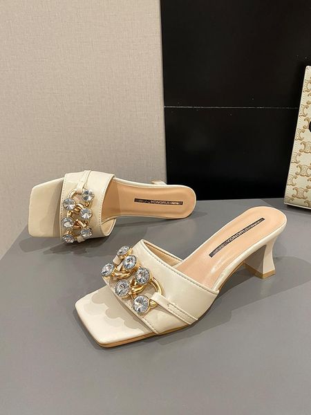 

slippers shoes soft luxury slides women heels jelly flip flops square heel pantofle comfort designer high summer glitter block, Black