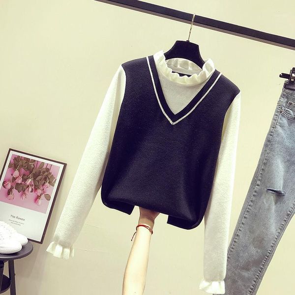 

women's sweaters woman pullover black o neck long sleeve casual korean knit jumper mujer 2021 fashion autumn clothes women chompas, White;black