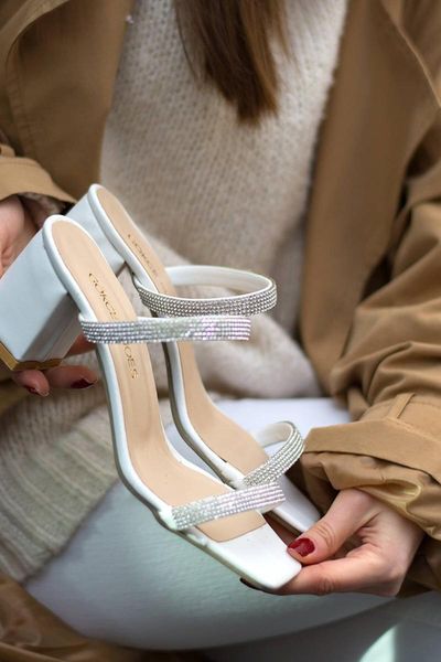 

slippers polite gemstone heels, Black