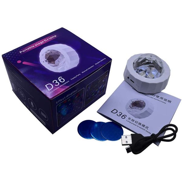 Mini portátil led atmosfera de carro colorido usb festa luz fase DJ discoteca lâmpada de lâmpada interior luzes decoração D36