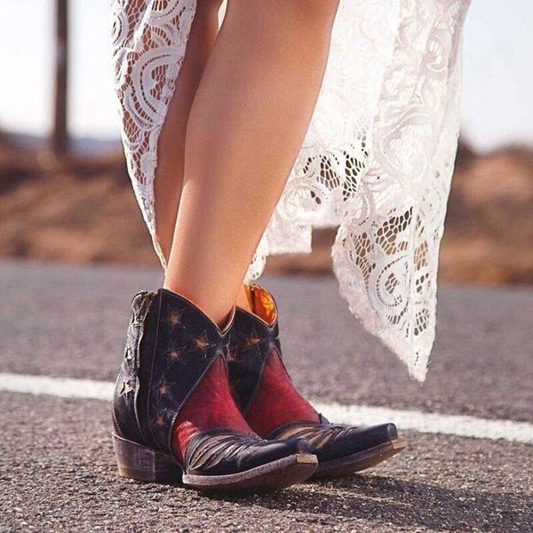 

boots women's star point western short, Black