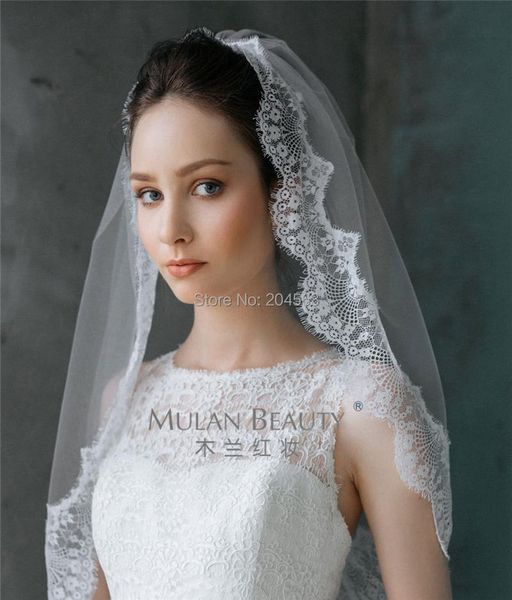 

bridal veils one layer romantic wedding lace tulle veil for bride elbow length with comb 2021mlhz accessories, Black