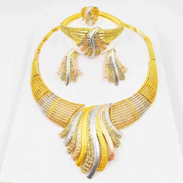 

earrings & necklace arab dubai jewelry classic drop shaped bracelet ring for female wedding bridal set, Silver