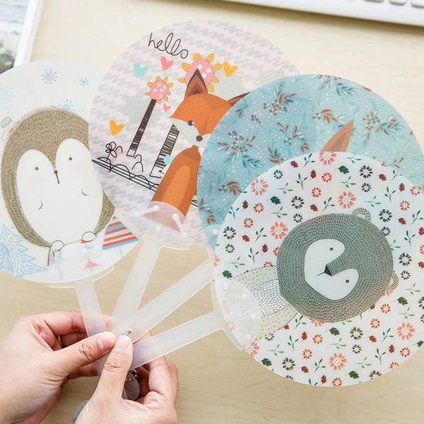 

other home decor 13types portable forest series hand fan summer plastic mini round disk creative party gifts cool cartoon
