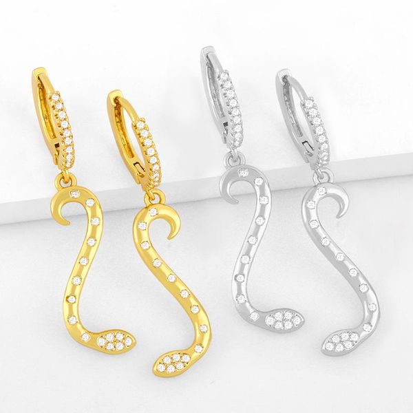 

dangle & chandelier flola gold plated snake earrings for women cz micro pave drop cubic zirconia huggies animal jewelry gifts ersw51, Silver
