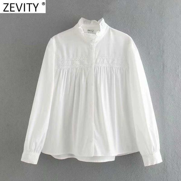 

zevity women fashion agaric lace stand collar white kimono shirt lady lace crochet blouse roupas chic femininas ls7398 210603