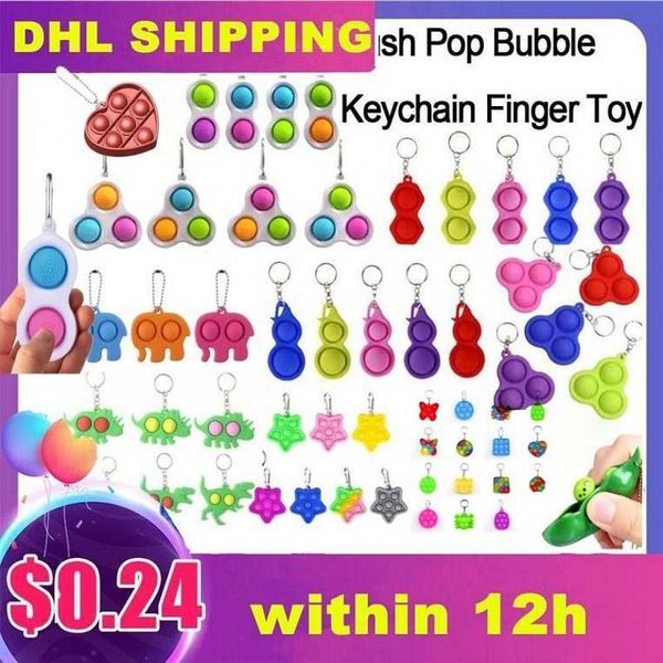 

metal clip simple dimple key ring silicone push bubble toy keychain it fidget sensory toys ua flag camo border