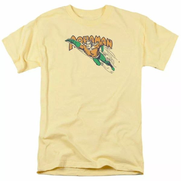

Aquaman Swim Through T Shirt Mens Licensed DC Comics Tee Banana, White;black