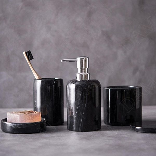 

bath accessory set natural marble bathroom european simplicity deskwash cup five piece hand sanitizer container bathrooms accessories