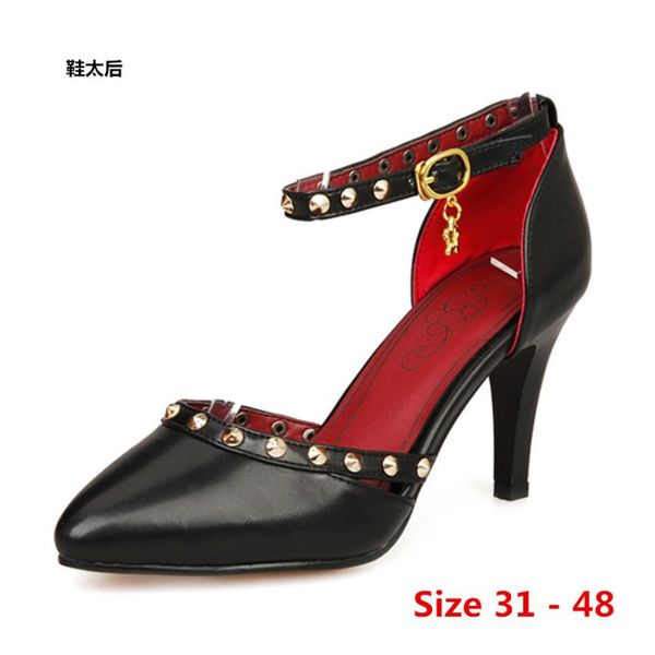 

dress shoes stiletto party wedding high heels d'orsay women's heel ladies pumps woman small big size 31 - 48, Black