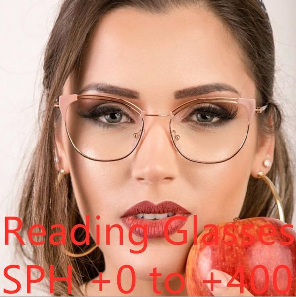 

sunglasses alloy cat eye women reading glasses hollow out design lady eyewear computer anti blue light eyeglasses myopia glass, White;black