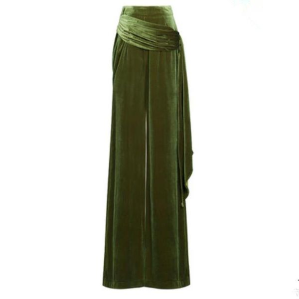 

women's pants & capris 2021 autumn high waist velvet long wide leg loose women trousers fashion tide oe42006, Black;white