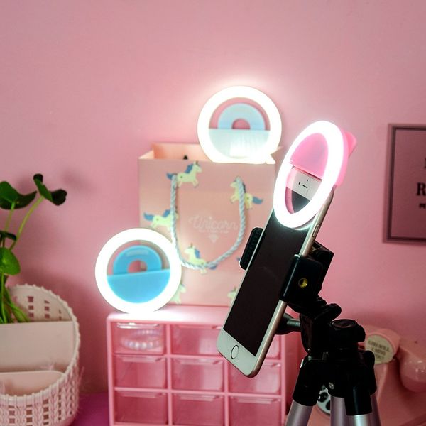 Освещение светодиодного кольца Selfie Light USB заряда Dimmable объектив Мини Заполнение освещенного зажима Портативный для макияжа видео Живи Все телефонной лампы