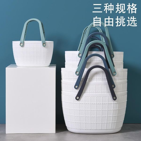 

storage baskets linen pattern dirty clothes hamper with handle plastic portable large shopping basket