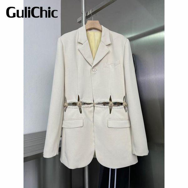 

3.31 high end quality hollow out temperament blazer women 3 color women's suits & blazers, White;black