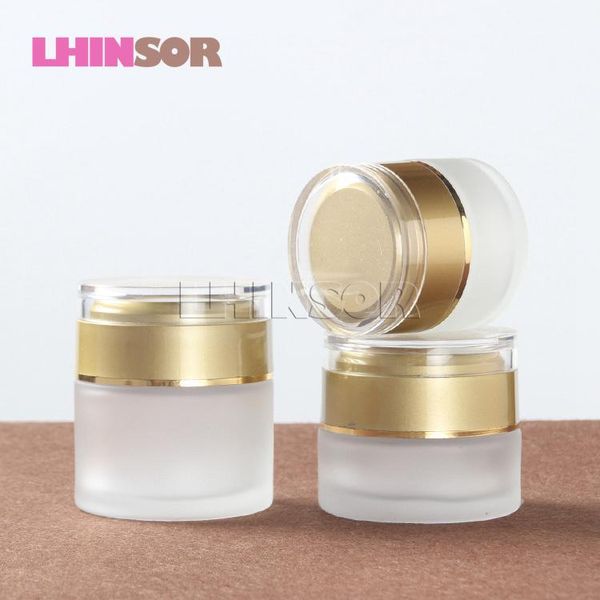 

storage bottles & jars 5pcs/lot 20g 30g 50g frosted glass cream jar empty container cosmetic plastic screw cap