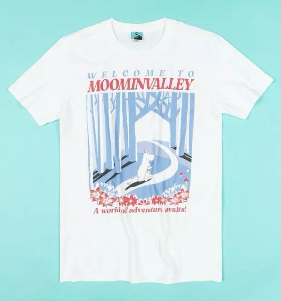 

official moomins welcome to moominvalley white t-shirt, White;black