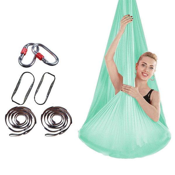 

hammocks the ventilation aerial yoga hammock body building belts with hooks and rope home furniture no knotting indoor swing bed 4m