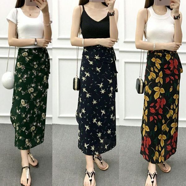 

skirts 2021 chiffon floral simple piece in the paragraph split a word skirt, Black