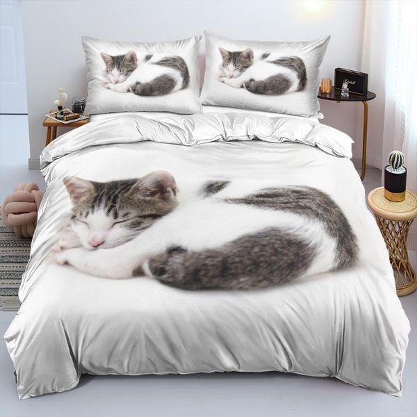 

bedding sets 3d white pet cat custom duvet cover quilt cases comforter covers pillowcovers twin king  double single size
