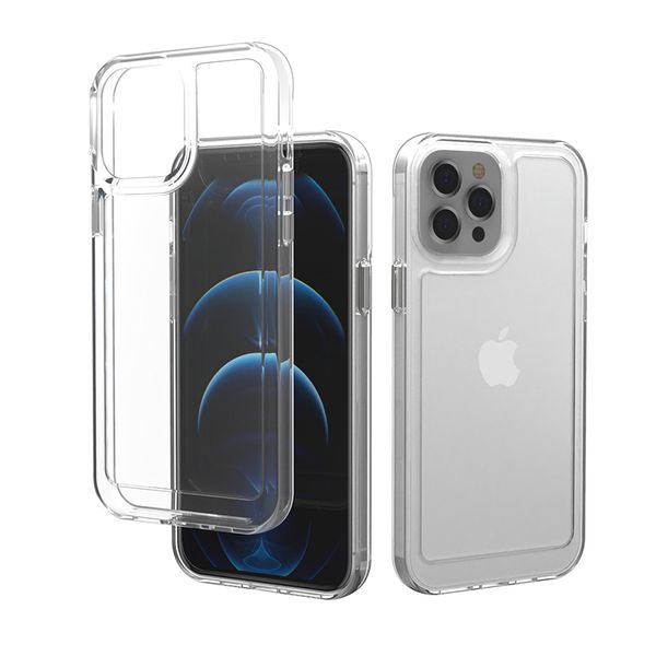 Casos de telefone transparentes Novo design importado de alta transparência Acrílico TPU PC 2 em 1 Caso à prova de choque para iPhone 13 Pro Max 12 11 Xs Xr 8Plus Samsung LG Moto Capa protetora