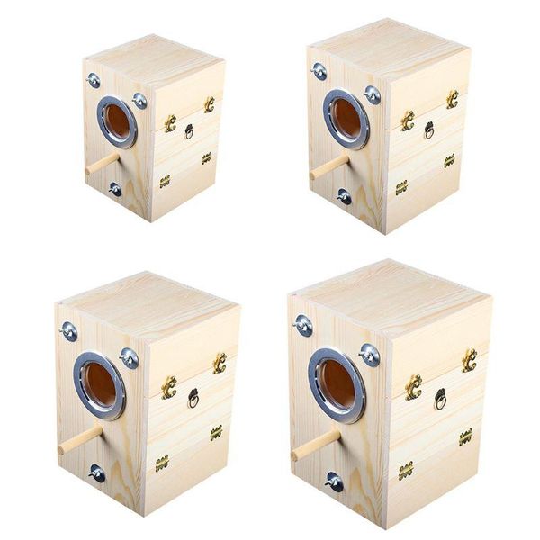 

wooden bird nesting breeding box house parakeet mating case with clear window cages