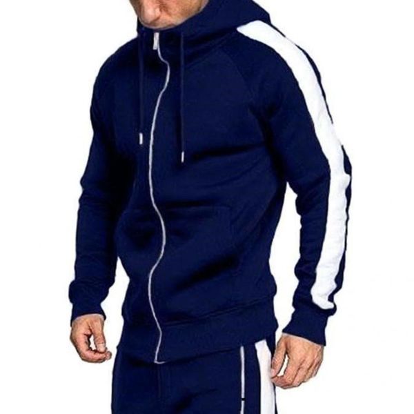 

jogging clothing 2 pcs/set hoodie sets stylish leisure men tracksuits drawstring sports, Black;red