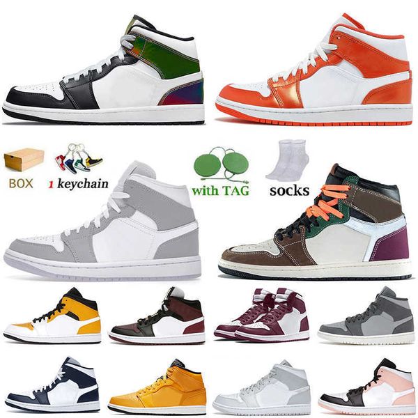 

airs jorden 1 high og womens mens jumpman 1s basketball shoes bordeaux hand crafted trainers mid se black dark beetroot grey onyx metallic